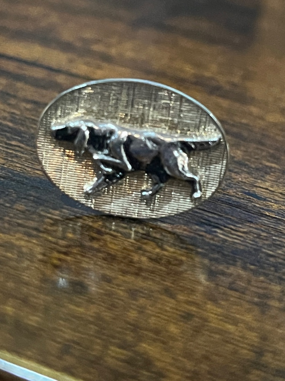 Vintage Hunters Setter dog Motif Oval Cuff Links and Tie tack set - Picture 2 of 5